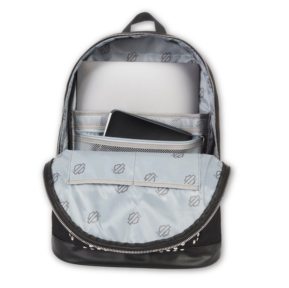 Harley-Davidson Women's Classic Studded Backpack, 3D Embroidered Logo - Black - Picture 3 of 6